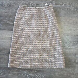 Authentic Chanel Tweed Skirt Gold Hardware FR 36 Beige w/ Official COA